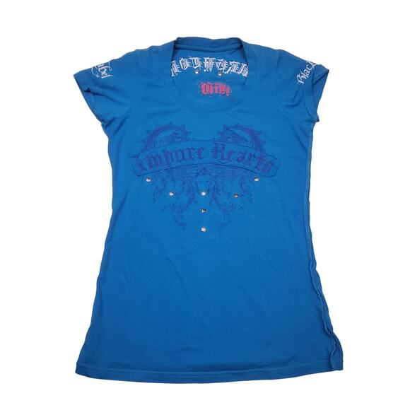 Vintage y2k Blac Label Pink Impure Hearts Womens studded Top M - Picture 1 of 15